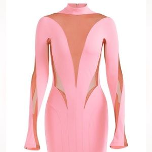 Size S Mugler x HM pink with sheer panelling.